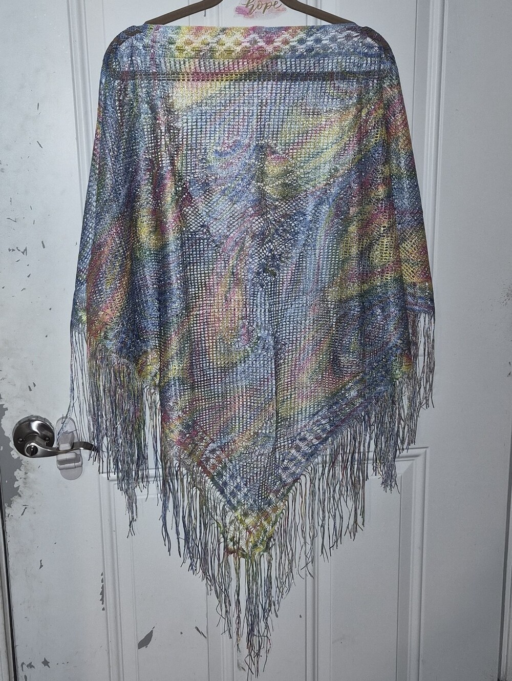 Multicolor Fringe Triangle Shawl